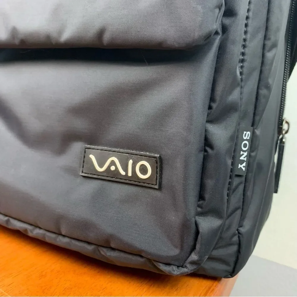 VAIO Sony black nylon shoulder crossbody messenger laptop bag briefcase